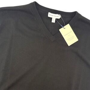 Peter Millar Mens Autumn Crest V Neck Sweater Vest Merino Wool Blend Black Large